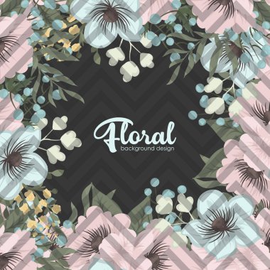 Çiçek sınır arkaplanı - pembe ve nane yeşili çiçek deseni