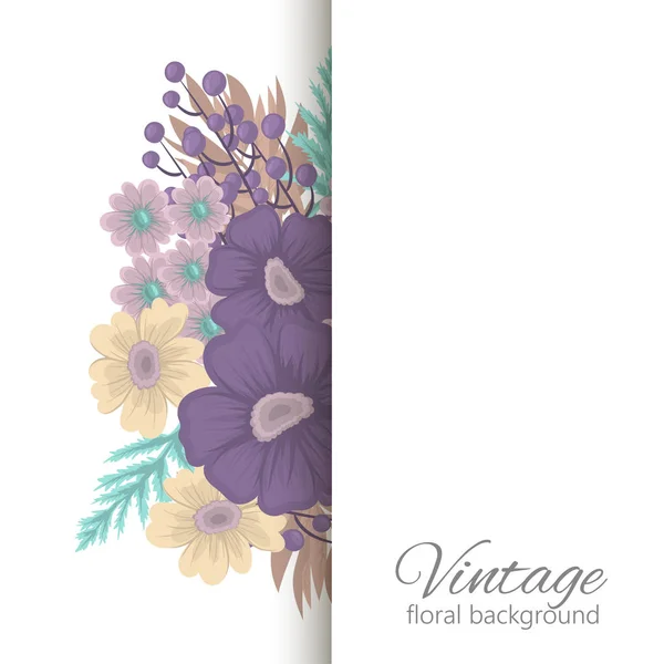Flower Border Template Purple Yellow Flowers — Stock Vector