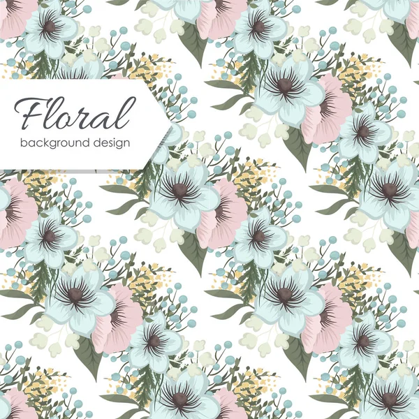 Background Floral Vector Mint Green Seamless Pattern — ストックベクタ