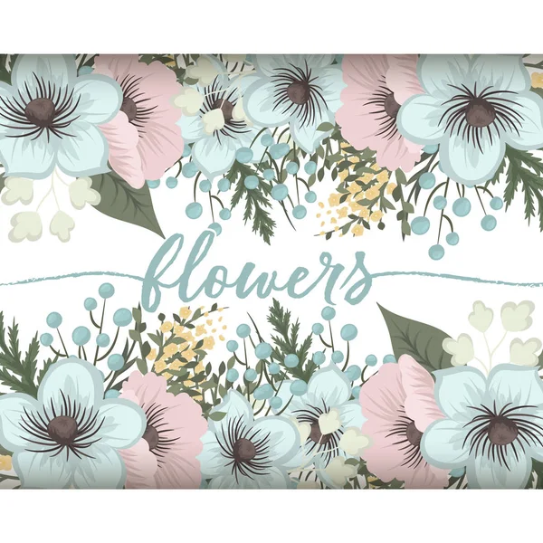 Arrière Plan Bordure Florale Motif Fleurs Rose Vert Menthe — Image vectorielle