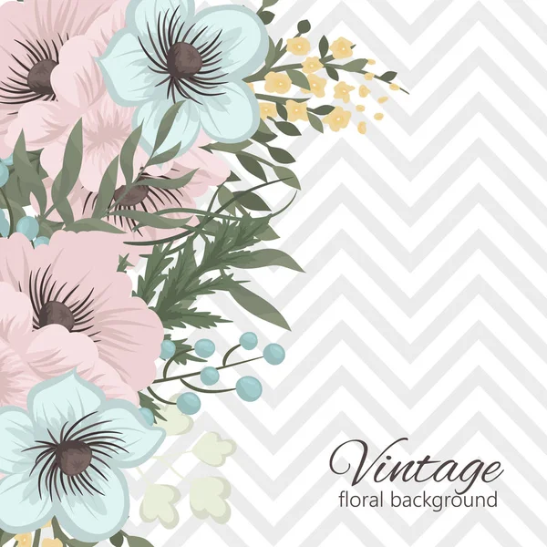 Floral Border Background Pink Mint Green Flower Pattern — ストックベクタ