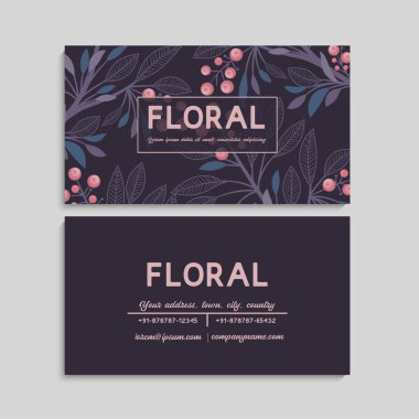 Koyu renkli çiçek kartviziti şablonu