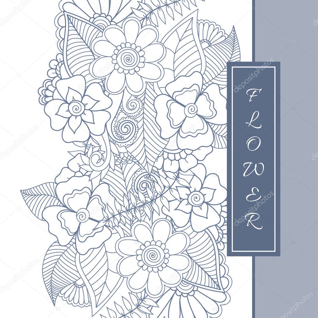 Floral border background - white and black flowers