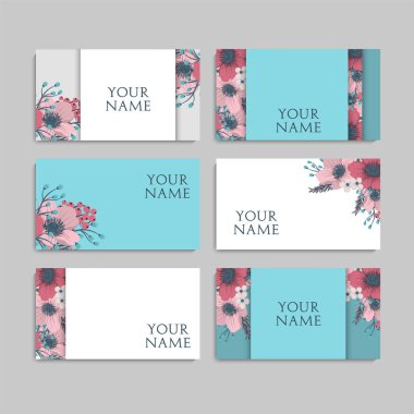 Nane yeşili kartvizitler pembe çiçek şablonu