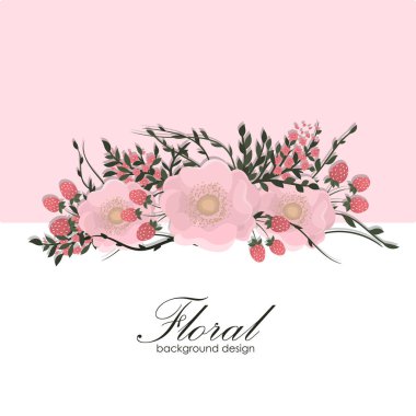 Çiçek kenar şablonu - pembe çiçekler