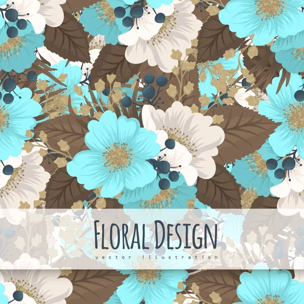 Mint Green Flower Background Seamless Pattern — Stock Vector