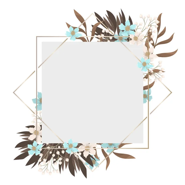 Fundo Floral Branco Borda Flor — Vetor de Stock