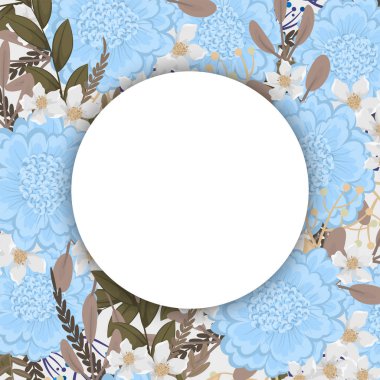 Çiçek sınır şablonu - açık mavi çiçekler
