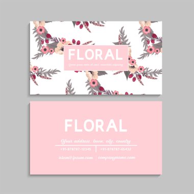 Çiçek kartvizitleri pembe çiçekler