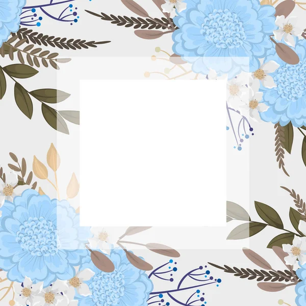 Templat batas bunga - bunga biru muda - Stok Vektor