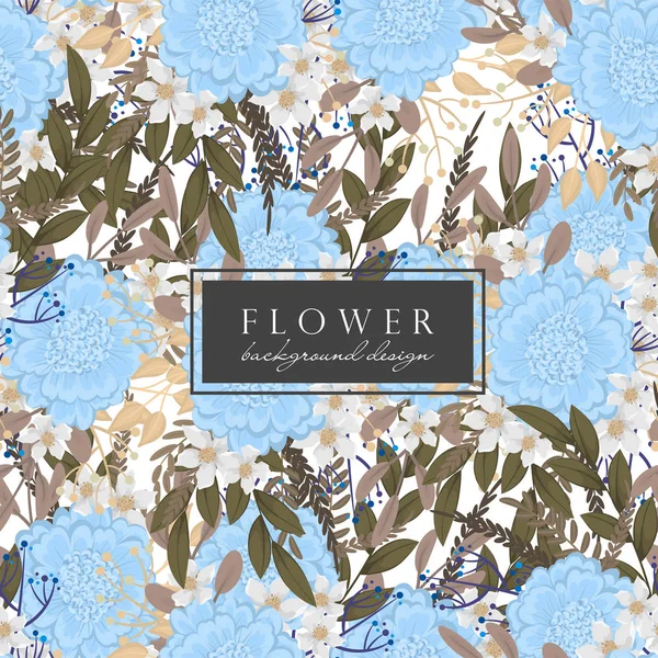 背景花-薄い青の花のシームレスなパターン — ストックベクタ