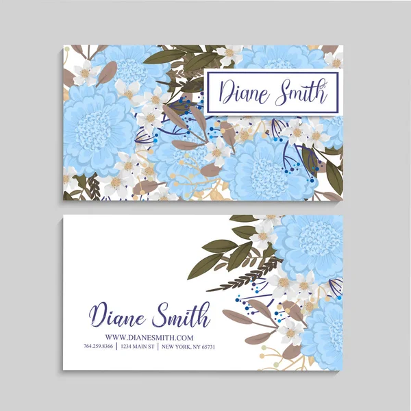 Ανοιχτό μπλε λουλούδι επαγγελματικές κάρτες — Διανυσματικό Αρχείο