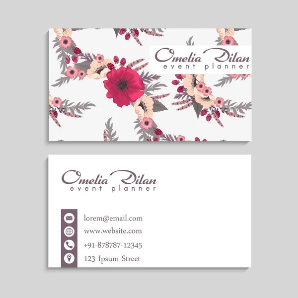 Hot roze bloem visitekaartjes template — Stockvector