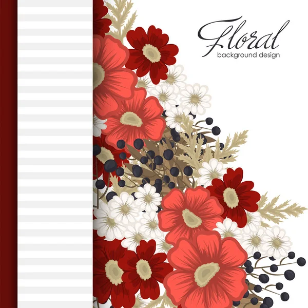 Fond de fleur rouge - fleurs rouges et blanches — Image vectorielle