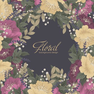 Çiçek sınır arkaplanı - koyu mavi arkaplan