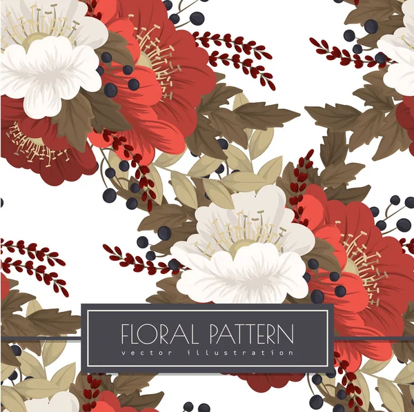 Hintergrund Blume - rote Blumen nahtlose Muster — Stockvektor