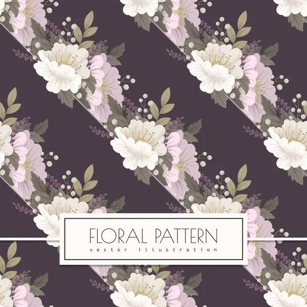 Rosa floraler Hintergrund dunkles nahtloses Muster — Stockvektor