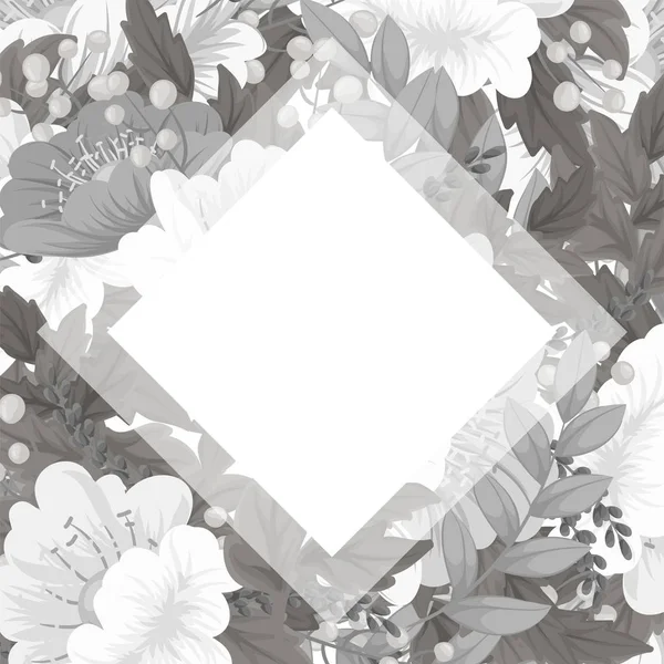 Квіткова рамка біло-чорні квіти — стоковий вектор