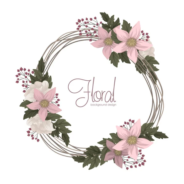 Coronas florales - flores rosadas — Vector de stock