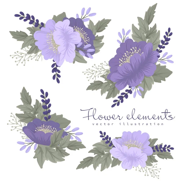 Lavendel clipart bloemen set — Stockvector