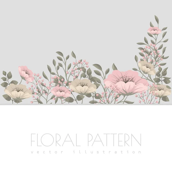 Fond bordure florale - fleurs roses — Image vectorielle