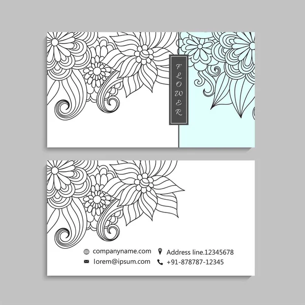 Flower business cards white and black — Stock Vector