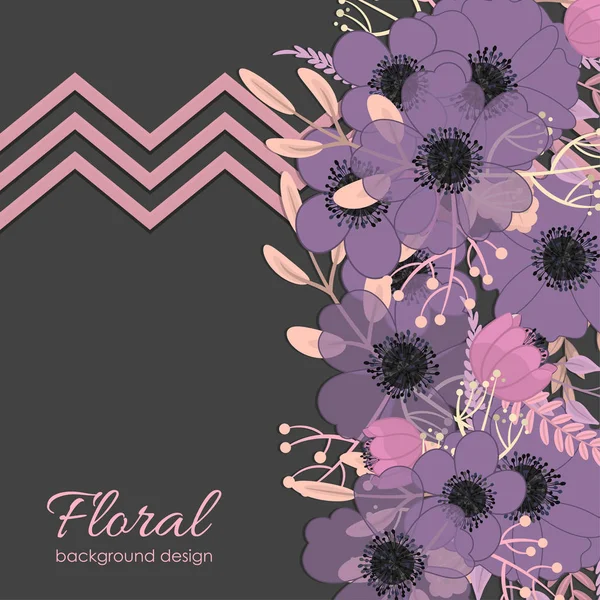 Purple floral background - flower border — Stock Vector