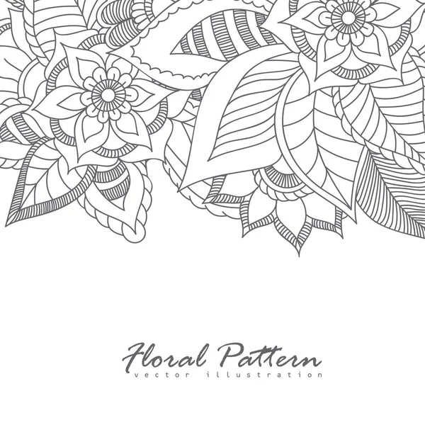 Fundo de borda floral - flores brancas e pretas —  Vetores de Stock