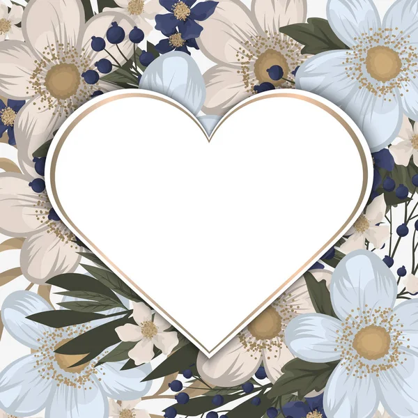 Love Flower Frame Valentines Day — Stock Vector
