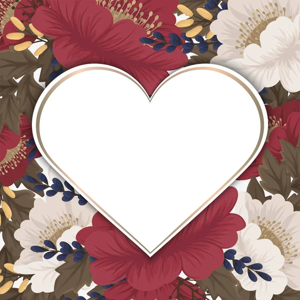 Love Flower Frame Valentines Day — Stock Vector
