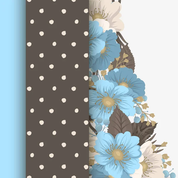 Flower Border Template Blue Flowers Vector Illustration — Stock Vector
