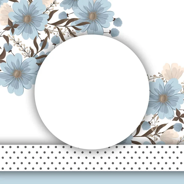 Floral Circle Border Light Blue Circle Frame Flowers Vector Illustration — Stock Vector
