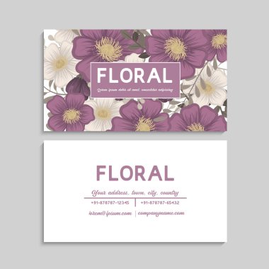 Çiçek kartvizitleri sıcak pembe çiçek vektör illüstrasyonu