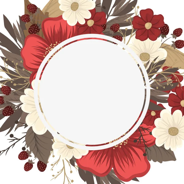 Flower Border Drawing Red Frame Vector Illustration — Stock Vector