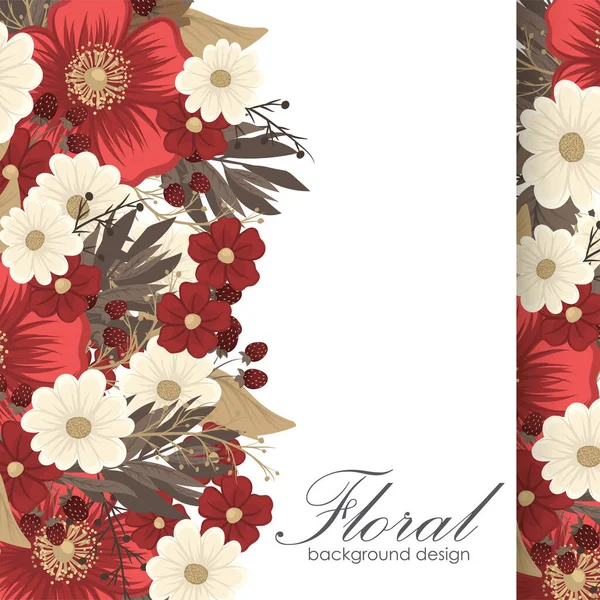 Dessin Bordure Fleur Illustration Vectorielle Cadre Rouge — Image vectorielle