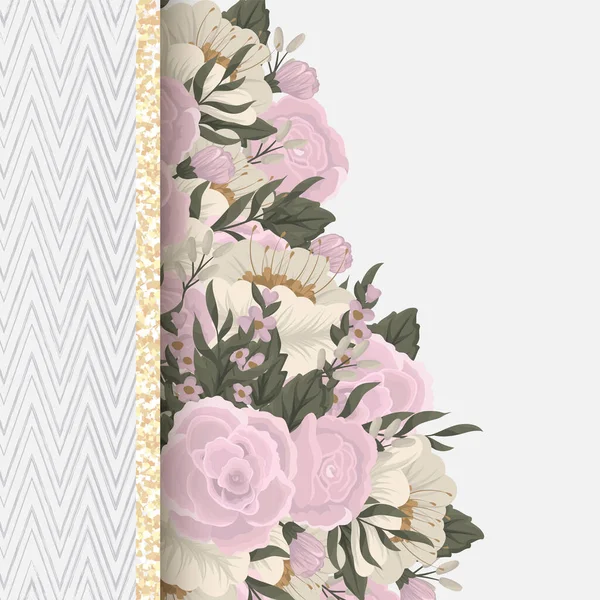 Fond Bordure Florale Illustration Vectorielle Bordure Fleur Rose — Image vectorielle