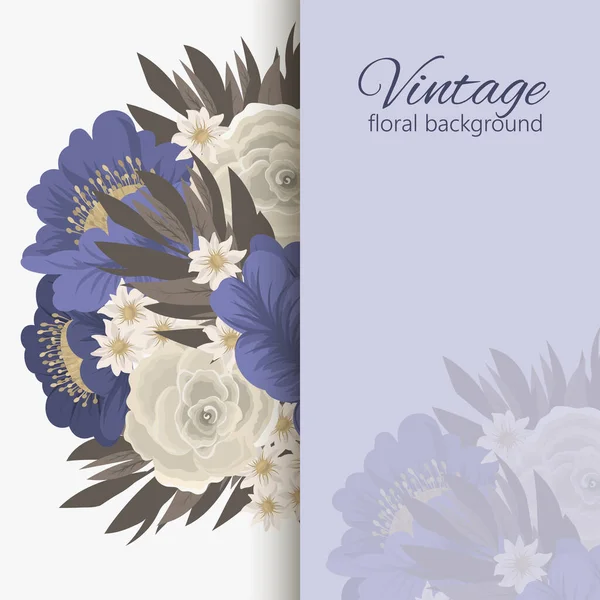 Blume Rand Vorlage Blaue Blumen Vektor Illustration — Stockvektor