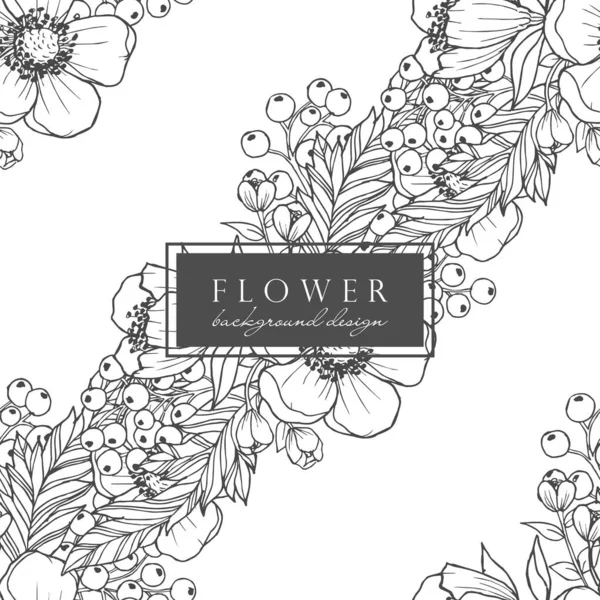 Blume Nahtlose Weiße Und Schwarze Vektorillustration — Stockvektor