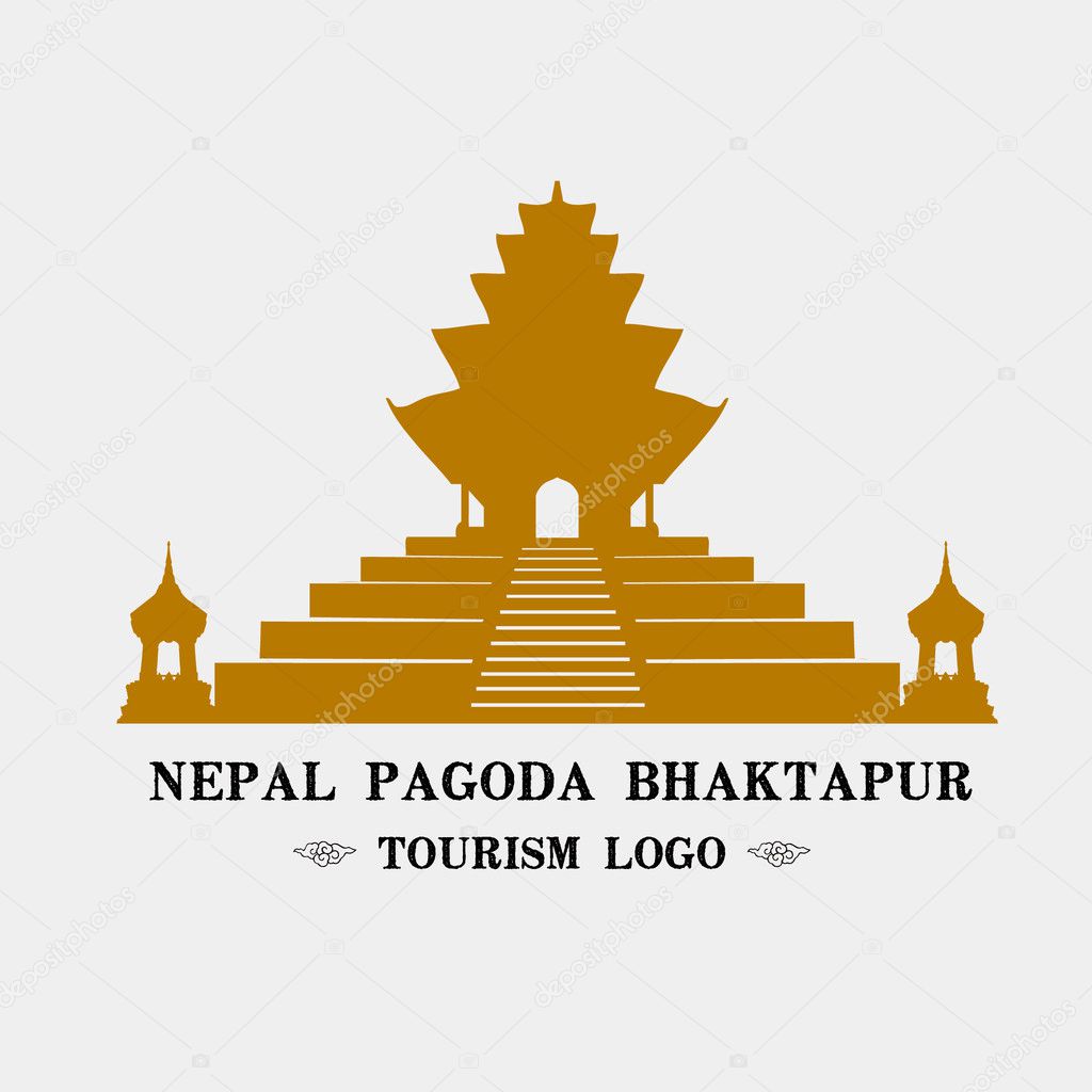  Bhaktapur nyatapola Temple silhouette vector of Nepal