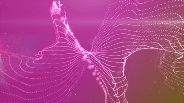 Roze zwaaien deeltjes Motion achtergrond lus — Stockvideo