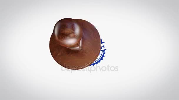 "Patentado "3D Animated Round Wooden Stamp Animation — Vídeo de stock