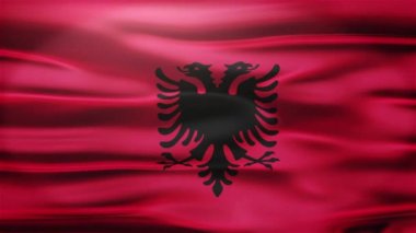 Arnavutluk son derece ayrıntılı kumaş dokulu rüzgarda sallayarak gerçekçi sorunsuz döngü bayrağı