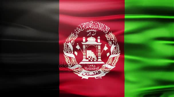 Bandeira de laço sem costura realista do Afeganistão acenando ao vento com textura de tecido altamente detalhada . — Vídeo de Stock