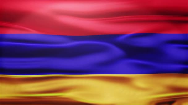 Bandera de lazo inconsútil realista de Armenia ondeando en el viento con textura de tela altamente detallada . — Vídeos de Stock