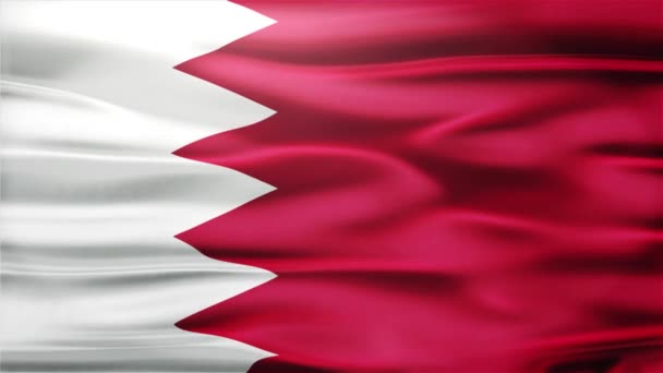 Realistic Seamless Loop Flag of Bahrain Waving In The Wind With Highly Detailed Fabric Texture. — Stock Video