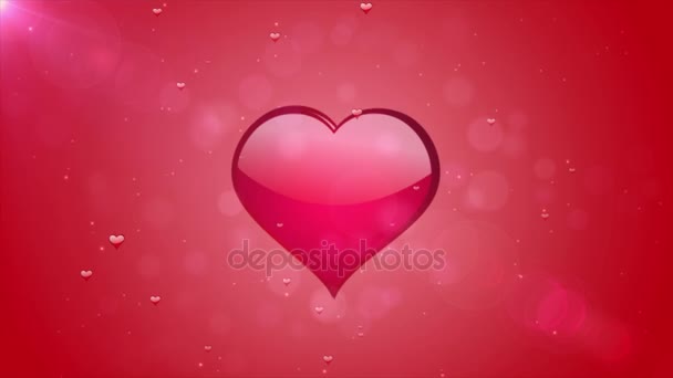 Ρομαντική μετακίνηση δύο κινούμενα καρδιές κόκκινο φόντο. Ημέρα του Αγίου Βαλεντίνου, την επέτειο του γάμου, ευχετήριες κάρτες, πρόσκληση γάμου ή e-κάρτα γενεθλίων. — Αρχείο Βίντεο