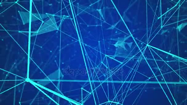 Abstract blue geometrical background with moving lines and dots. looping cg animation — Stock Video