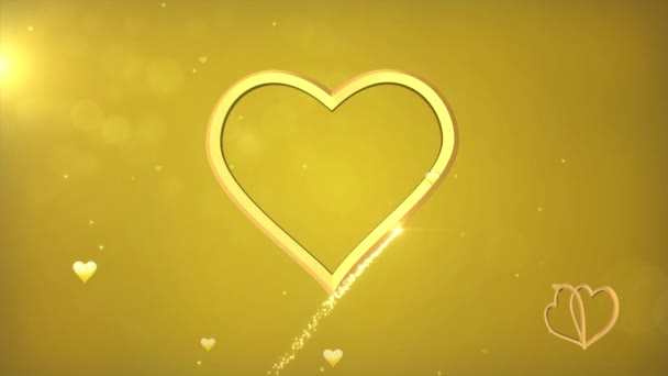 Όμορφη χρυσή καρδιά έκανε σπινθήρες σε Looped animation. Ημέρα του Αγίου Βαλεντίνου — Αρχείο Βίντεο