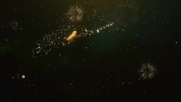 10th Aniversário saudação texto feito de Sparklers Luz escuro céu noturno com fogo de artifício colorido . — Vídeo de Stock