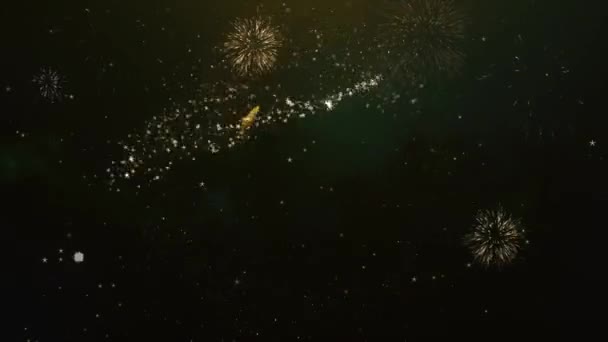 60 Jahre Grußwort aus Wunderkerzen hellen dunklen Nachthimmel mit buntem Feuerwerk. — Stockvideo